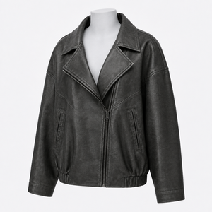 Veste en cuir décontractée pour femme - Design élégant, coutures durables, coupe confortable, écologique et coupe-vent, chauffante - Product Image 3