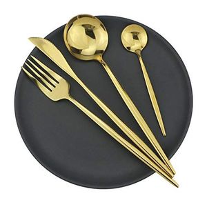 Ensemble de couverts en métal élégant et moderne, design épuré, ustensiles résistants à la rouille, idéal pour une présentation élégante de la table. - Product Image 4