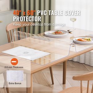 Tovaglia in Plastica Trasparente Impermeabile 40 X 60 Pollici, Spessore 2,0 mm, Tappetino in PVC per Tavolo, Facile da Pulire, Rettangolare, per Sala da Pranzo - Product Image 2