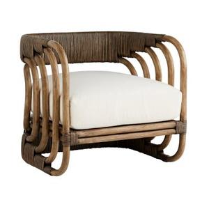 Rattan Accent Chair Wooden Frame Living Room Dining Chair Woven Back Leisure <b>Seating</b> - Product Image 1