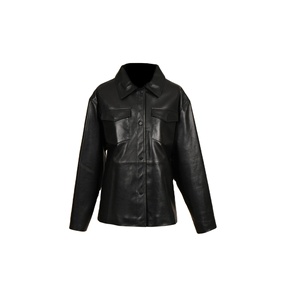 Chaqueta de Cuero Negra al por Mayor Directo de Fábrica para Hombre y Mujer, Diseño Sólido, Tela de Lona, Tinte Liso, Logotipo Frontal, Transpirable para Exteriores - Product Image 1