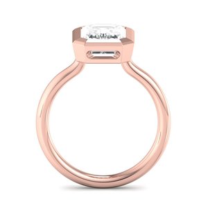 Anillo de boda clásico para mujer con moissanita de corte esmeralda y borde completo de plata de ley 925 - Product Image 6
