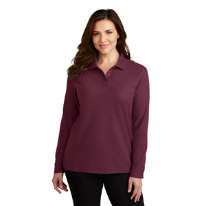 Polo blanc à manches longues pour femme, 100% coton, tricoté, couleur unie, coupe classique - Product Image 6