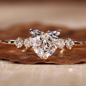 Elegant Cross <b>Ring</b> with Lab Grown Diamond and Moissanite Rose Gold Plated Wedding Engagement Jewelry - Product Image 3