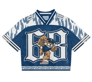 T-shirt unisexe en maille coupe carrée style football américain, personnalisable avec logo, streetwear décontracté, haute qualité, imprimé football - Product Image 3