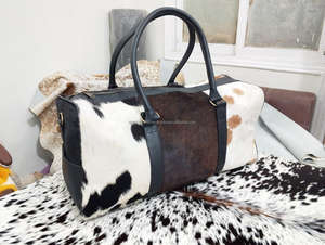 Bolsa de Lona de Cuero Vacuno Premium al por Mayor con Pelo, Cierre de Cremallera, Multifuncional, Unisex LHDB-0186 - Product Image 5