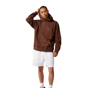 Sweat à capuche thermique personnalisé en molleton 100 % coton et polyester pour homme, style épaules tombantes, couleur unie - Product Image 4