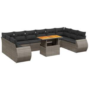 Conjunto de Sofá de Jardín de Ratán PE Gris con Patas Ajustables Grandes - Product Image 2