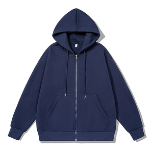 Sweat à capuche zippé vert menthe surdimensionné pour homme, en molleton bouclette, coupe classique, style streetwear automne - Product Image 5