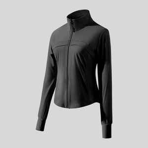 TANAZAINRA Veste de sport pour femme à manches longues, coupe régulière, respirante, haute élasticité, devant côtelé - Product Image 1