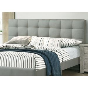 Letto Contemporaneo California King Size con Testiera Trapuntata in Polifibra Grigia, Struttura Imbottita per Camera da Letto - Product Image 3