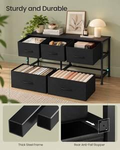 Commode à 5 tiroirs en tissu, armoire de rangement moderne autoportante pour chambre à coucher et salon, design durable - Product Image 4