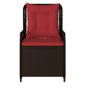 Chaise de patio inclinable moyenne en rotin PE marron avec structure en acier thermolaqué pour jardin - Product Image 5