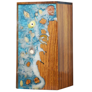 Urna Rectangular de Madera Hecha a Mano con Diseño de Resina de Olas Oceánicas, Urna de Cremación Única de AYAANS - Product Image 6