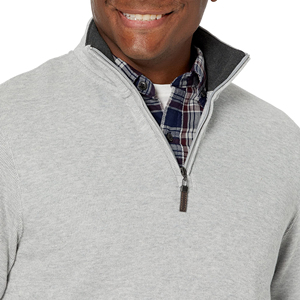 Sudadera de hombre con cremallera de un cuarto, forro polar personalizado con cremallera frontal, teñido liso, mezcla de algodón básico, sudadera económica para hombre - Product Image 5