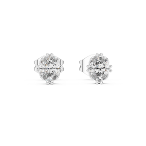 Pendientes con Diamantes Cultivados en Laboratorio de Corte Ovalado de 0.37CT, Engastados en Oro Blanco de 18K, para Mujer, Regalo de Compromiso, Boda, San Valentín, Uso Diario - Product Image 3