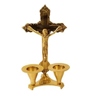 Candelabro de Cruz de Latón para Puja, Decoración para el Hogar, el Mejor Regalo para Sala de Estar, Dormitorio, Comedor, Candelabro de Cruz de Jesús - Product Image 1