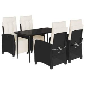 Juego de Comedor de Jardín de Ratán PE Negro con Reposapiés Ajustable - Product Image 2