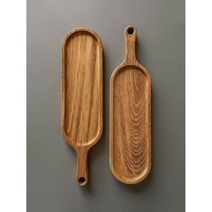 ถาดเสิร์ฟไม้ทำมือพร้อมหูจับ พิมพ์ลายสำหรับใช้ตกแต่งในครัว สำหรับชา กาแฟ ขนมขบเคี้ยว หรืออาหารเช้า - Product Image 1