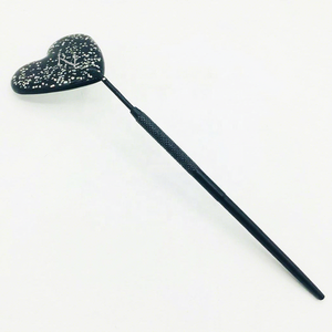 Heart Shape Black glitter Coated Color Handheld <b>Mirror</b> Single Side Used Stainless Steel Frame <b>Makeup</b> <b>Mirror</b> - Product Image 3