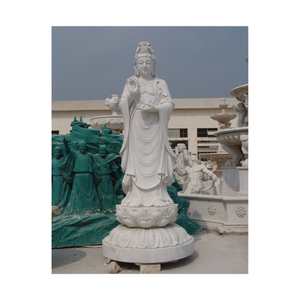 รูปปั้นพระโพธิสัตว์กวนอิมแกะสลักด้วยมือจากหินอ่อนสีขาว เป็นมิตรกับสิ่งแวดล้อม สไตล์เอเชีย เหมาะสำหรับสวนวัด ขนาดเท่าคนจริง ใช้ตกแต่งอพาร์ทเมนต์หรือกลางแจ้ง - Product Image 2
