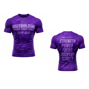 T-shirt de compression pour hommes, vêtements de sport personnalisés, respirant, séchage rapide, extensible, entraînement fitness, athlétisme, vente en gros OEM - Product Image 6