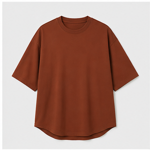 Custom Rust Brown Cotton Modal Boxy <b>Mens</b> Oversized Short Sleeve Crew Neck T-Shirt MTS-OVR-0030 - Product Image 1