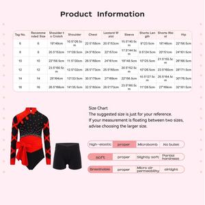 Tenue de gymnastique pour filles de 6 à 16 ans, justaucorps avec ceinture et short, ensembles pour cours de danse, patinage artistique, spectacles sur scène, compétitions - Product Image 6