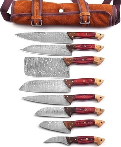 8PCS Handmade Damascus Kitchen <b>Knife</b> <b>Set</b> Professional Chef <b>Knives</b> with Rosewood Handle Leather Roll Custom OEM ODM - Product Image 6
