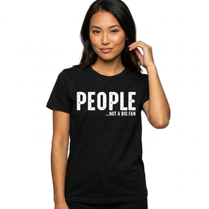 T-shirt en coton noir à manches courtes pour homme, coupe classique, col rond, style jersey imprimé, pour les personnes qui ne sont pas vraiment fans - Product Image 2