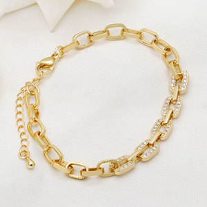 Wholesale 925 Sterling Silver CZ Paperclip Link <b>Bracelet</b> <b>Gold</b> Plated Pave Oval Chain <b>Adjustable</b> Women Jewelry - Product Image 2