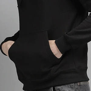 Premium Men's 350 GSM Black Cotton Fleece Pullover Slim Fit Street Style GYM Sudaderas con capucha Diseño de patrón 3D para invierno - Product Image 4