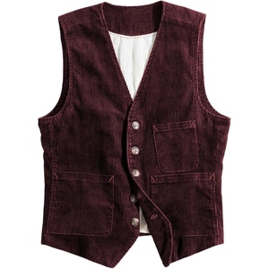 OEM Men Corduroy Work Vest Vintage Sleeveless Jacket Custom Logo Casual Fashion Utility Waistcoat Black - Product Image 6