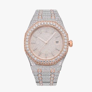 Luxury Moissanite Diamond Automatic Movement Watch Pretty Rose Gold D-VVS Bust <b>Down</b> Iced Out For Watch With Stainless Steel Case - Product Image 1