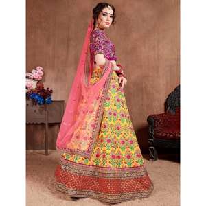 Lovely Yellow Colored Bridal Wear Bordado Lehenga Choli - Product Image 4