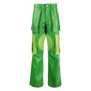 Wholesale Price Custom Logo-patch Fashion Casual Unisex Style Comfortable <b>Leather</b> <b>Cargo</b> Trousers - Product Image 4