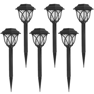 Lot de 6 lampes solaires à piquet étanches IP45 à allumage automatique pour l'aménagement paysager extérieur, idéales pour les allées de jardin - Product Image 3