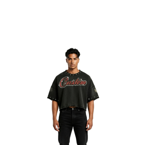 เสื้อยืดกราฟิกแบบกำหนดเอง ตัดเย็บพิเศษ เนื้อผ้าหนา 100% เป็นมิตรกับสิ่งแวดล้อม แขนสั้น ประดับด้วยคริสตัล สำหรับทุกเพศ - Product Image 6