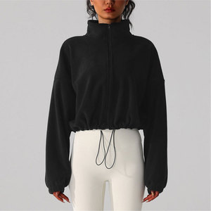 Women's Fleece Sports Jacket Stand Collar Yoga Top Warm Windproof Thickened <b>Zipper</b> Regular Length Coat Breathable Quick Dry - Product Image 6