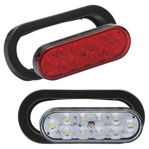 Set di 4 Luci Posteriori Ovali LED da 6 Pollici per Rimorchi e Camion, 10 LED, 12V, con Luce di Stop e 2 Coperture Rosse e 2 Bianche - Product Image 3
