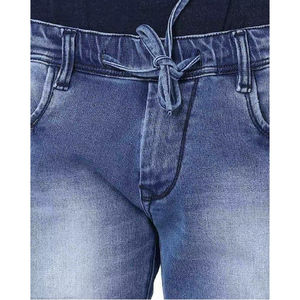 High Quality Canvas Denim Shorts Fashion High Waist Blue <b>Jeans</b> Casual Pants Elastic Waist <b>Drawstring</b> <b>Men</b> 180g Woven Quick Dry - Product Image 5