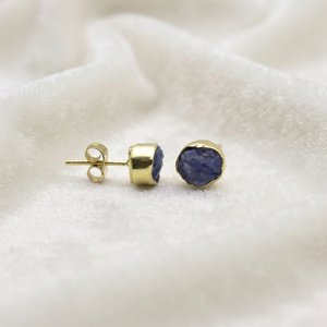 Ratnarachit Tanzanite Baguette <b>Stud</b> <b>Earrings</b> Gold Plated Brass Claw Setting Minimalist Women's Gift Jewelry - Product Image 2