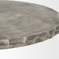 Table basse de salon ronde en métal de luxe industriel avec finition nickel vieilli, table artisanale