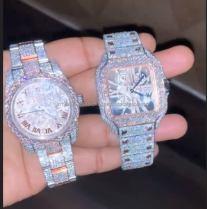 Montre analogique à quartz de luxe pour homme en acier inoxydable avec mouvement mécanique et verre Moissanite, étanche 100 bars, lumineuse et tendance - Product Image 1