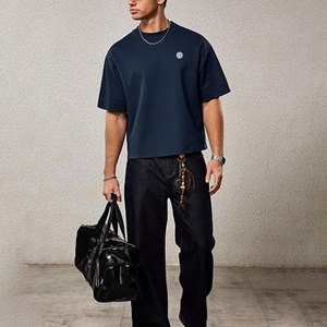 Camiseta Premium Choice para Hombre, Corte Cuadrado, Tejido Grueso, Algodón Suave, Ajuste Holgado y Relajado, Estilo Casual Urbano para la Moda Diaria Moderna - Product Image 4
