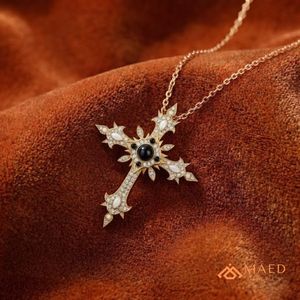 Gold Plated Moissanite Cross Pendant Charm Iced Out Hip Hop Necklace 925 Sterling Silver Micro Insert Luxury Jewelry <b>Gift</b> - Product Image 3