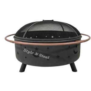 Brasero moderne en fer avec peinture résistante à la chaleur, design autoportant, chauffage extérieur au charbon/bois - Product Image 1