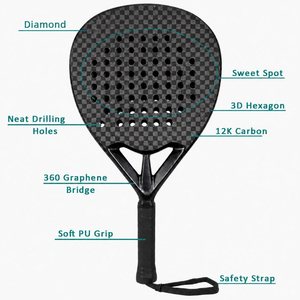 Raqueta de Pádel AIR BUZZ de Alta Calidad, 12K Fibra de Carbono, Núcleo de Espuma Elite, Acabado de Papel de Lija, Cabeza en Forma de Diamante, 45CM, 350-370g - Product Image 3