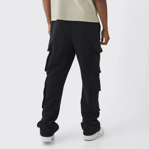 2027 Unisex 100% Cotton Baggy <b>Cargo</b> Leg Sweatpants High Quality New Retro Black Style <b>Men</b> Elastic Waist OEM <b>men's</b> <b>trousers</b> - Product Image 5