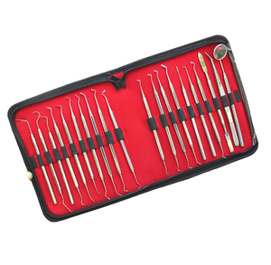 Kit de spatules de nettoyage dentaire, instruments dentaires manuels, outils chirurgicaux en acier avec étui en cuir - Product Image 2